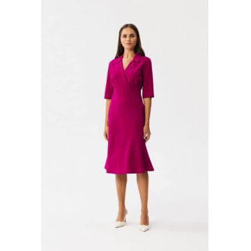 Rochie midi cu decolteu cache-coeur -