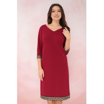 Rochie bordo cu insertii cu model geometric