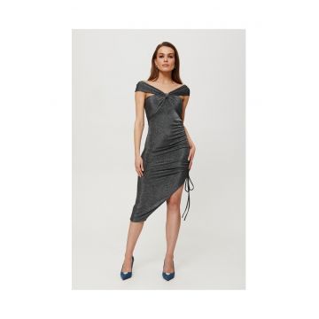 Rochie dama - metalica trasa in lateral - Poliester - Rosu