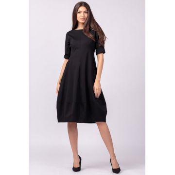 Rochie lalea cambrata din vascoza elastica, neagra