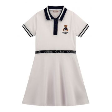 Rochie-tricou cu guler polo si banda logo in talie