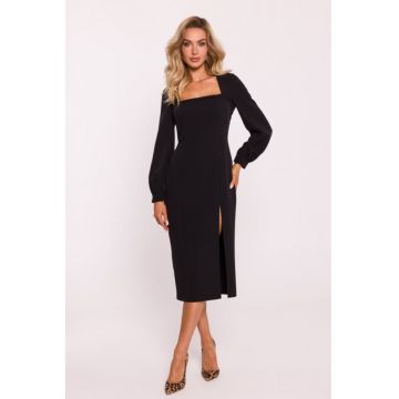 Rochie cu slit inalt pe picior - Negru -