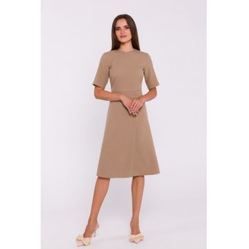 Rochie trapez cu pliuri - Bej -