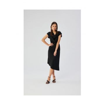 Rochie asimetrica cu decolteu cu apa - negru -