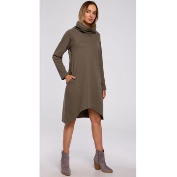 Rochie cu fund asimetric - kaki - XXL