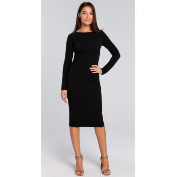 Rochie de dama Cu maneca - Poliester - Elastan - Negru