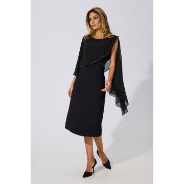 Rochie de ocazie din crepe si voal Zenda Neagra