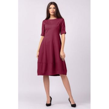 Rochie lalea cambrata din jerseu punto milano, bordo