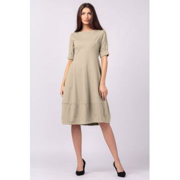 Rochie lalea cambrata din vascoza elastica, bej