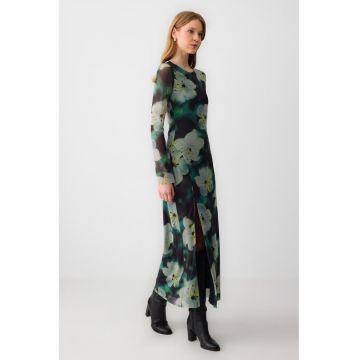 Rochie maxi evazata cu model floral