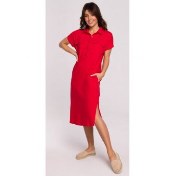 Rochie Safari cu guler - rosu - XXL