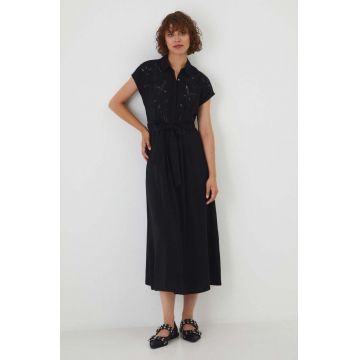 Medicine rochie culoarea negru, midi, drept