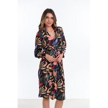 Rochie cu maneci lungi si imprimeu floral