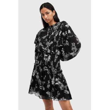 AllSaints rochie AUBREY DRESS culoarea negru, mini, evazati, W038DB