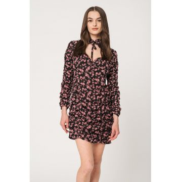 Rochie cu imprimeu floral si decupaj pe piept