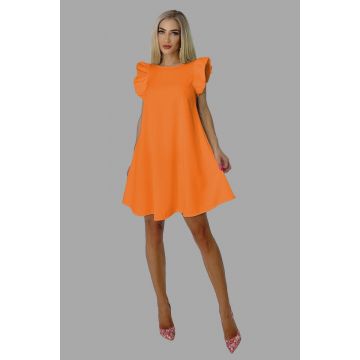 Rochie larga Azzuro, cu umeri bufanti si croiala in A, Portocaliu, Marime universala S/M/L