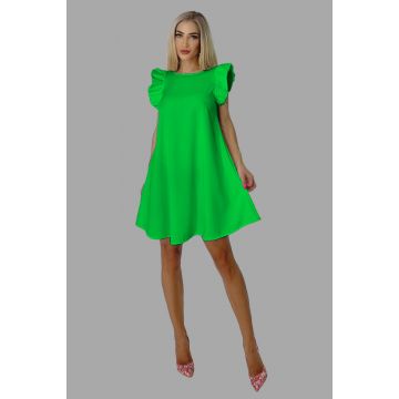 Rochie larga Azzuro, cu umeri bufanti si croiala in A, Verde , Marime universala S/M/L