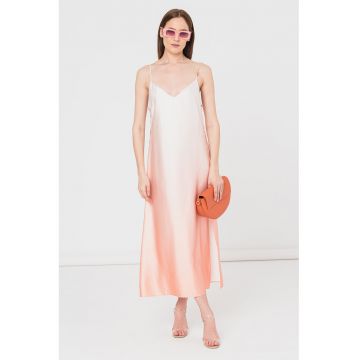 Rochie dreapta de satin cu slituri laterale Kasaka