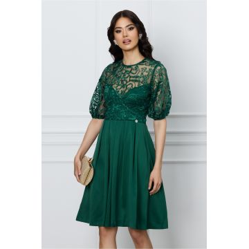 Rochie Dy Fashion verde cu bust din dantela